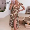 Summer V-neck short sleeve printed women's dress Fashion high waist office ladies dresses OOTD Causal wrap Vestidos 210414