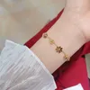 Gliederkette, koreanische Version, kleines Gänseblümchen-Titanstahl-Armband für Frauen, Mädchen, Metall, Gold, Persönlichkeit, mehrere einfache sieben Blütenblätter, Trum22