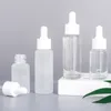 15ml 30ml frosted clear glass dropper bottle eye essential oil Empty bottles with white cap