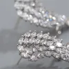 Choucong exclusivo cocktail orelha manguito jóias de luxo 925 esterlina prata plena marquise corte branco topázio gemstones de diamante gemstones mulheres ângulo de festa asas grampo presente brinco presente