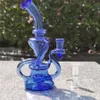 2021 Narghilè Bong Glass Dab Rig Multicolore Blu Deep Recyler Bong ad acqua Tubi di fumo 9 pollici Altezza 14,4 mm Giunto femmina con Banger al quarzo