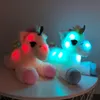 40 cm Kleurrijke LED Unicorn Knuffels Gloeiende Gevulde Dieren Paard Speelgoed Leuke Verlichting Pony Pop Kids Meisjes Kerstmis Birthday Geschenken 745 X2