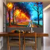 Hand Painted Landscape Canvas Art Oil Painting Alley by The Lake Wall Pictures Reproduction for Hotel, Dinning Room,Restaurant,Home Decor, No Framed,Thick Texture