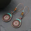 Pendientes colgantes de gota de agua, candelabro de girasol esmaltado Retro, anillos de oreja de estilo nacional para mujer, joyería de moda de plata de bronce antiguo