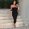 Ladies Sexy Off The Shoulder Garza Dinner Dress Slim Scollo a V senza spalline Club Backless Evening Party Bodycon Abiti Donna Vestidos 210416