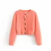 Spring knit V-neck cardigan with sweater loose coat female autumn sexy soft long sleeve Imitation mink womens 210508