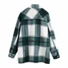 Women Plaid Jackets Coat Elegant Ladies Turn Down Collar Wool Blend Coats Long Sleeve Autumn Winter Warm Jackets Female Outwear 210522