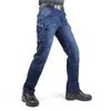 Men's Jeans 2022 Casual Pants With Multi-pockets Motorcycle Denim Trousers Military Style For Outdoor Blue Time Limited