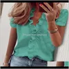 Womens Plus Size Lady Daisy Pine Print Ruffle Blouse Shirts Office Summer Short Sleeve Elegant Blouses Women Sexy Vneck Tops1 Nla6B Fassq