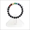 Bracelets perlés, brins bijoux bracelet en pierre volcanique naturelle sept couleurs hommes et femmes mode diffusion d'huile essentielle bijoux à la main goutte