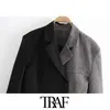 TRAF Women Fashion Patchwork Bebouwde Blazer Jas Vintage Nute Kraag Lange Mouw Vrouwelijke Bovenkleding Chic Tops 210415
