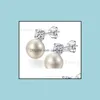 Pendientes de tuerca, joyería al por mayor, 8-9Mm, diamantes de imitación ovalados con incrustaciones de perlas naturales S925 Sier Drop Delivery 2021 4Cee9