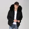 Women's Fur & Faux 2021 Black Style Mini Mens Casual Wear,Faux Lined With Huge Raccoon Hoodies