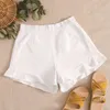 FORERUN Damen Shorts Mode Sommer Rüschen Baumwolle Solide Reißverschluss Kurze Hosen 210724