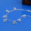 Vintage Fashion Crown Anklets 100% 925 Sterling Silver Women Summer Beach Barefoot Sandals Bracelet on the leg Foot Jewelry