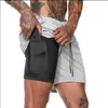 Men's Shorts 2022 Gym Brand Men Inside And Outside Double-layer Built-in Phone Pocket Short Sport Homme Training Exercise Joggers