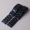 Rostfritt stålklockband Mörkblå Polerat opolerat Matte Metal Watch Rem Tillbehör 20mm 22mm för Samsung Gear Galaxy
