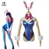 Rolecos Dva Cosplay Kvinnor Sexig Kostym Song Hana Bunny Girl Cotume Game Ow Jumpsuit Romper Over Watch Y0913