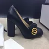 Scarpa da barca classica con tacco alto Scarpe firmate in pelle Tacco spesso tacco alto 10 cm 100% pelle bovina Nappe Testa tonda Bottone in metallo Donna Scarpe eleganti Taglia grande 34--42 us4-us11