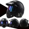 خوذات الدراجات النارية الجلدية من الجلد مروحية دراجة نصف خوذة مفتوحة الوجه عتيقة قناع Goggle Goggle Helmets ATV Moto