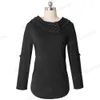 Nice-Forever Casual Couleur pure avec boutons T-shirts printemps femmes tees Tops T046 210419
