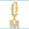 Charme sieradenzircon 26 micro ingelegd Engels vergulde letters gouden sieraden oorbellen drop levering 2021 1JKWB