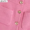 Donna Vintage Pocket Patch Petto Tweed Lana Split Slim Gonna Faldas Mujer Ladies Back Zipper Chic Vestido QUN740 210416
