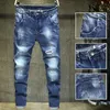 Men's Jeans 2022 Autumn Tide Brand Scratched Ripped Personality Classic Style Fashionable Young Cotton Slim Blue