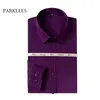 竹のシャツの男性長袖のビジネス作業作業メンズのドレスシャツのソリッドな非鉄のシャツ男性のためのカジュアルなボタンアップスリムフィットカミサ210524