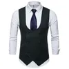 Men's Vests Arrival Clothes Classic Formal Business Slim Fit Chain Vest Suit Plaid Print Male Tuxedo Waistcoat Men Coat