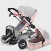 Strollers# Multifunctional 3 In 1 Baby Stroller Luxury Portable High Landscape 4 Wheel Folding Carriage Gold Born