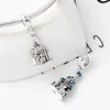 Fits Pandora Sterling Silver Bracelet Pink Blue Princess Castle Dangle Beads Charms For European Snake Charm Chain Fashion DIY Jewelry