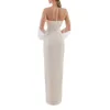 Kadın Elbise Mesh Patchwork Perspektif Fener Kol Balo Es Artı Boyutu Beyaz Uzun Yaz Moda 210524