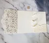 Tarjeta de invitación para novio y novia hueca cortada con láser blanco marfil amor corazón decoraciones para fiesta de boda tarjetas de invitación