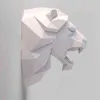 Lion Head 3D Paper Model Animal Sculpture Papercraft DIY Craft for Living Room Decoration Home Decor Bar Wall Art 211105