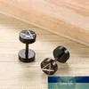 Barbell Dumbbell Stainless Steel Pentagram Studs Earrings for Men Women Punk Gothic Earrings Fashion Jewelry Wholesale