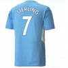 21 22 Custom Blue Man Soccer Jerseys Grealish Sterling Ferran de Bruyne Foden G.jesus 2021 2022 Fotbollskjortor Män + Kids Kit Sets Uniform Maillot de Foot
