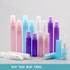 3ML 5 мл 8 мл 10 мл пластиковые пустые флаконы парфюмерии многоцветные прозрачные распылительные бутылки синий розовый образец тестируют небольшую упаковку