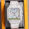 2021 TWF SA0018 Paved Diamonds ETA A2824 Automatisch herenhorloge Volledig Iced Out Diamond Rainbow Romeinse wijzerplaat 316L roestvrijstalen Brace2471