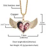 THE BLING KING Fashion Angel ailes d'amour Made Photo Pendentif Collier Or Couleur Plein Iced Out Zircon Ronde Tag Hiphop Bijoux X0509