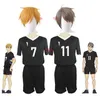 Haikyuu Seizoen 4 No.7 Miya Atsumu No.11 Osamu Cosplay Jerseys Inariizaki Hoog volleybal Uniform Black Sportswear Pruiken Volwassene Y0913
