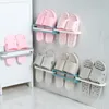 Multi Foldbara Badrum Slippers Hylla Hållare Väggmonterad Avlopp Skor Storage Rack Badrum Arrangör