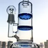 3mm 4mm pettine spesso disco turbina narghilè Perc tubi da 10 pollici tubo dell'acqua comune maschio 18mm vetro blu trasparente Bong olio Dab Rigs