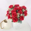 Dekorativa blommor kransar 30 cm rosrosa konstgjorda högkvalitativa lila siden stor bukett brud som håller falsk bröllop heminredning levande roo