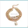 Punk Style Lock Metal Armband för kvinnor Kvinna Vintage Gold Silver Color Link Armband Fashion Jewelry VJDQF 9FDWH