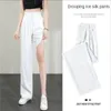 Ice Silk Wide-leg Pants Women's Summer Thin High Waist Feeling New Black Little Straight Mopping Suit Pants Womens Pants Q0801