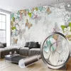 Papier peint floral personnalisé 3D papillon fleur perle magnifique salon chambre fond de mur décoration murale peint mural-revêtement mural