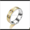 Gold Contrast Color Diamond Ring Streep Rvs Paar Engagement Trouwringen Band Gift Will en Sandy GB7XK 7VJ9C