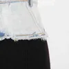 Patchwork Denim Front Split Skirt For Women High Waist Streetwear Skirts Female Fashion Clothing Autumn 210521