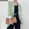 women amy green one button blazer female long sleeve casual jacket formal suits 210520